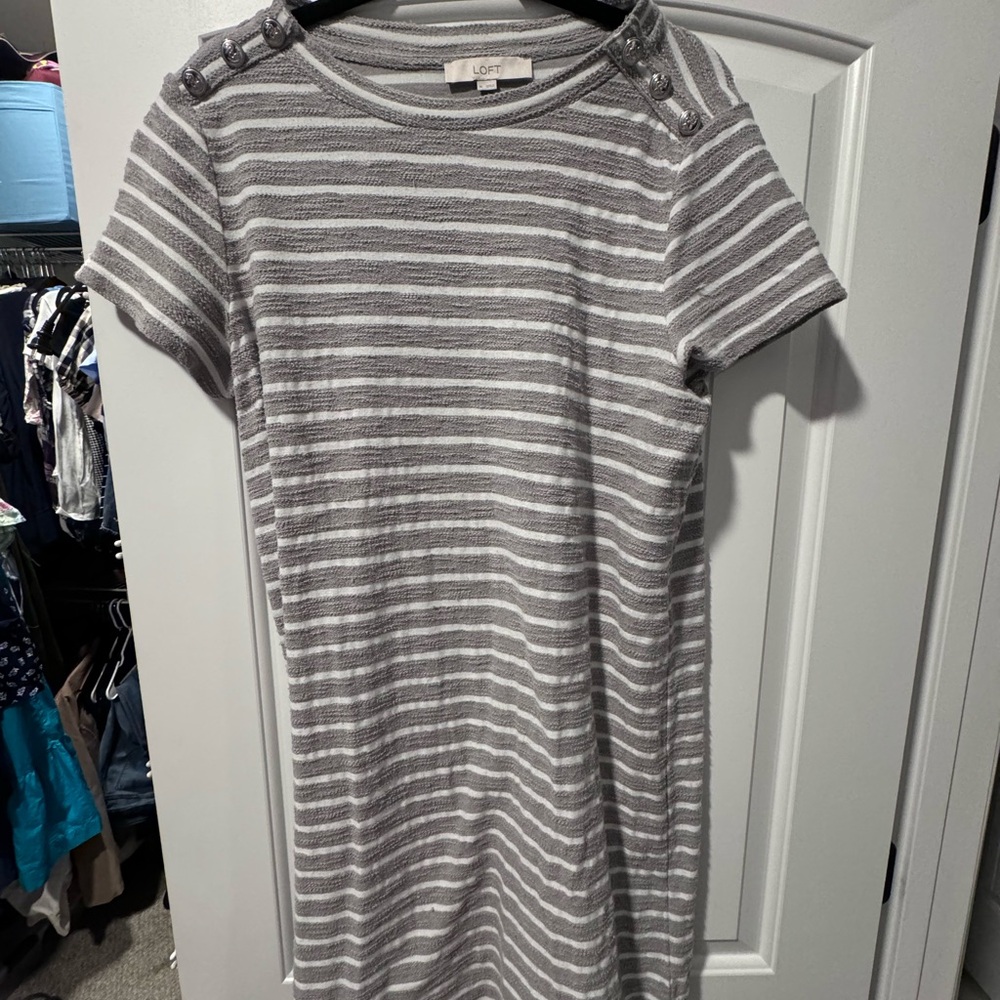 Loft Gray Striped Women's Dress